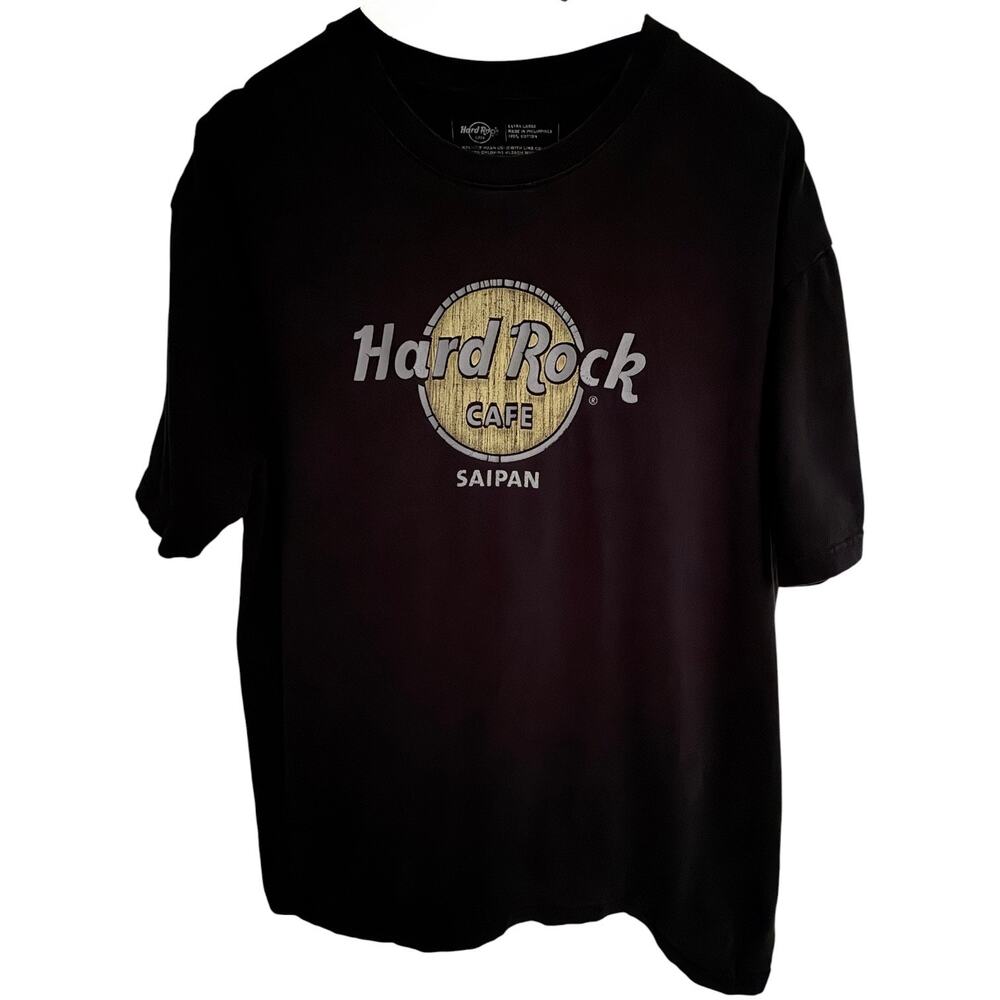 Hard Rock Cafe Saipan Graphic T Shirt Mens XL Black Logo Tee
